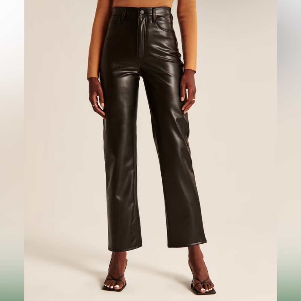 Abercrombie & Fitch Black Vegan Leather Ankle Straight Pant Size 29/8